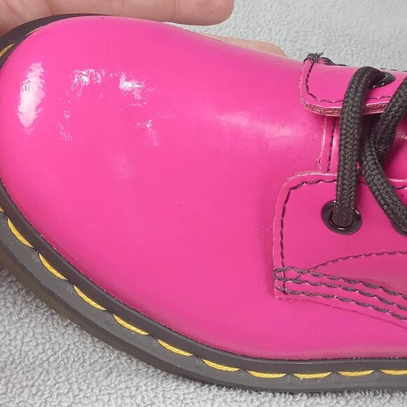 Women's Dr. Martens Doc 1460 W Combat Pink Patent Leather 8-Eye US Size 5 6629 - Picture 9 of 16